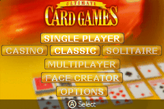 Ultimate Card Games title screen for GameBoy Advance